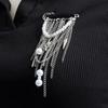 Hip Hop Trendy Imitation Pearl Tassel Chain Brooches for Men Women Waist-shaping Fixed Pin Accessory Multi-functional Jewelry