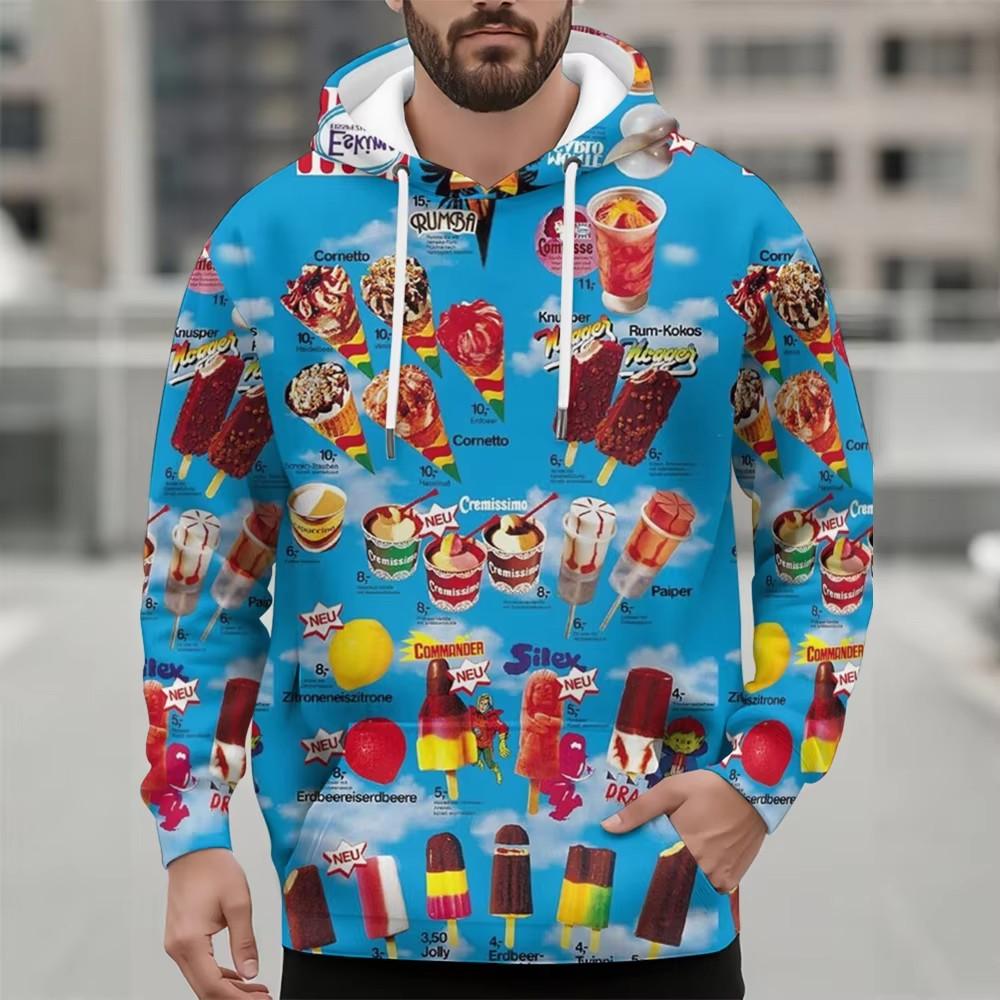 Autumn Men's Hoodie Casual Long Sleeve Pullover Harajuku Print Top Fashion Streetwear Oversized Vintage Men's Hooded Sweatshirt