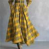 European and American French Style Retro Plaid Waist Fashionable and Elegant Big Swing Dress
