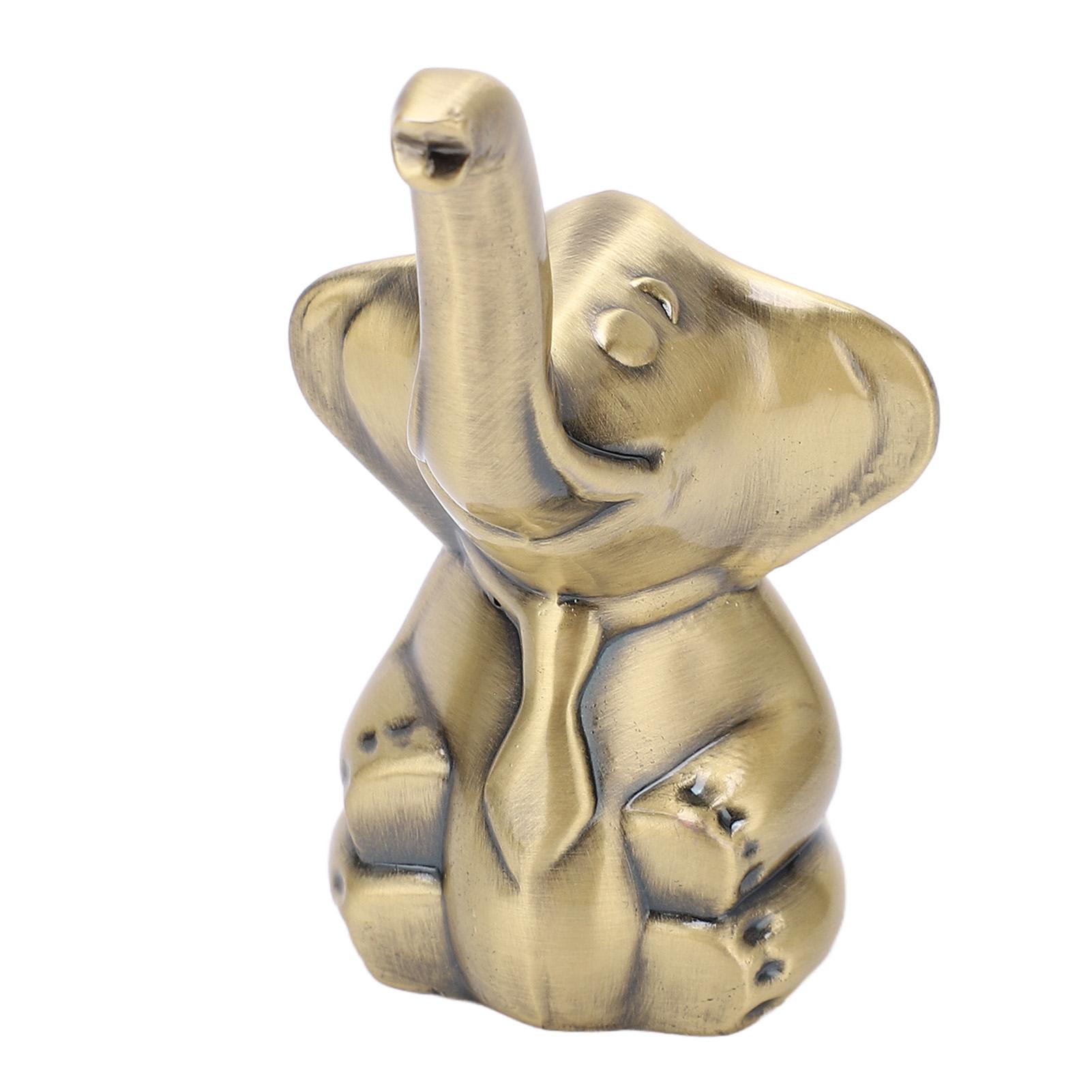 

Статуя слона из цинкового сплава, винтажная металлическая отделка Glod, мягкая основа, декоративный практичный держатель колец