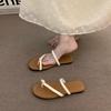 Niche Flat Bottom Simple Black French Small Cool Slippers Fairy Shoes 2025 New Summer Strap with Skirt Sandals