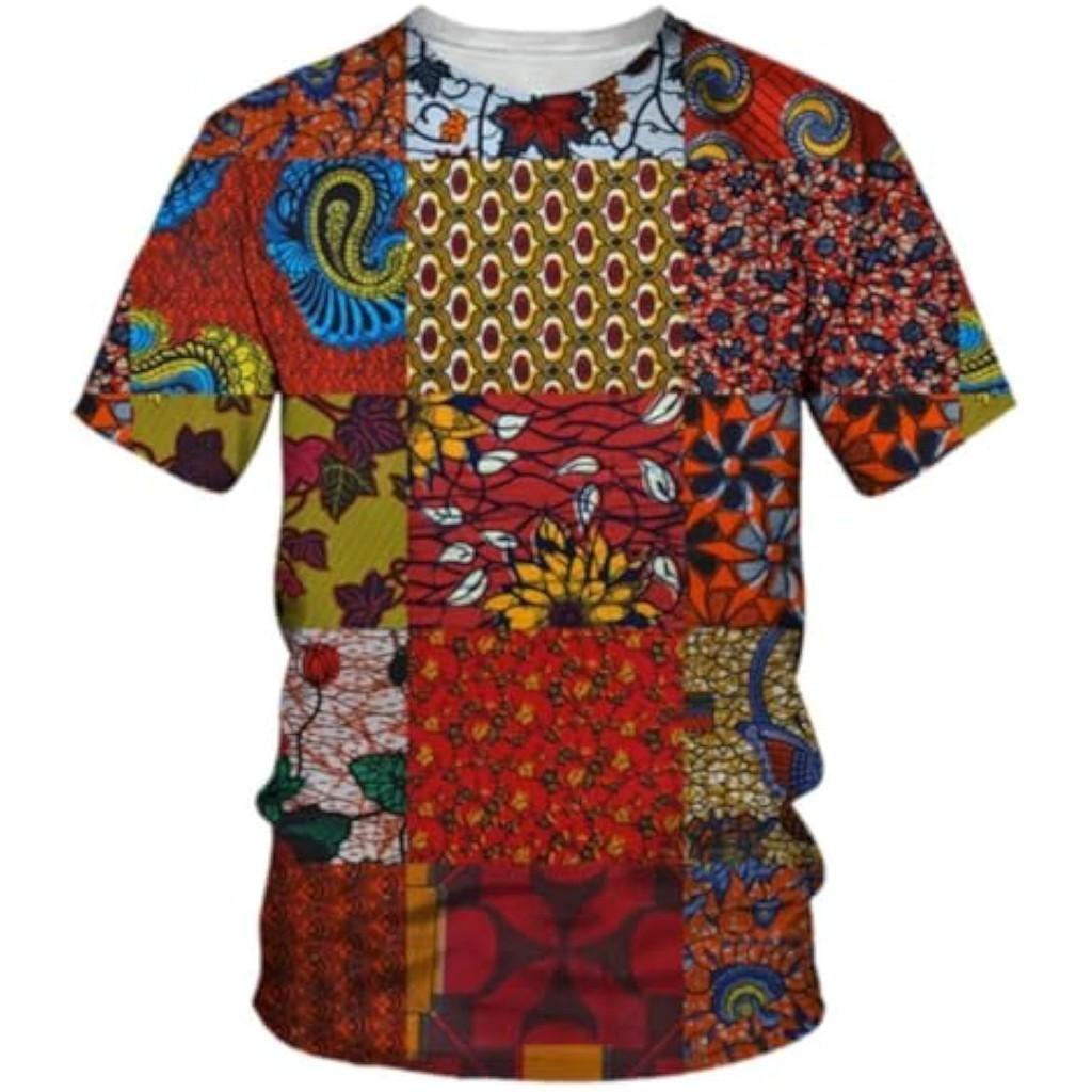 Summer Loose Plus Size T-shirt African Ethnic Style Trend 3D Printed Short Sleeved Men's Fashionable Short Sleeved T-shirt European and American