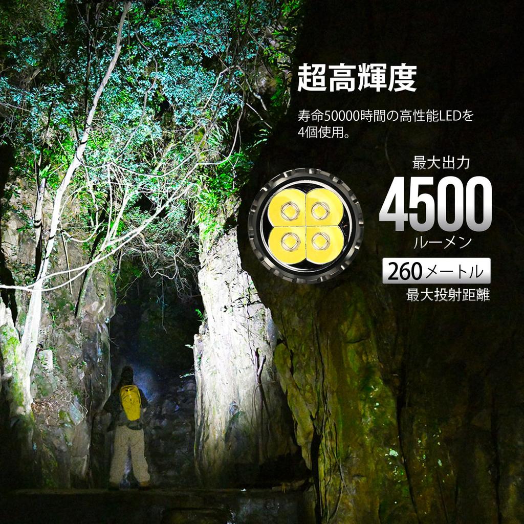 ACEBEAM E75 Helle Taschenlampe, LED-Taschenlampe, 4500 Lumen, hohe Helligkeit, leistungsstark, wiederaufladbar, IP68 wasserdicht, kleine handliche Lampe, Arbeitsleuchte, Camping