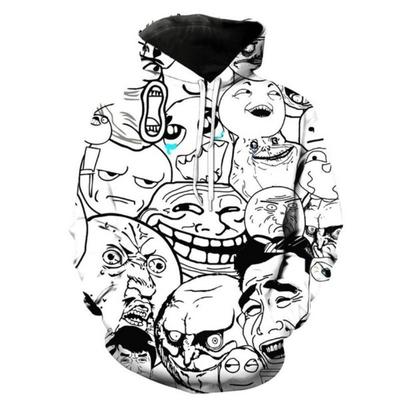 Meme Faces Hoodie Sweatshirt 2019 Marca Roupas Masculinas Casual 3D Prited Pense Com Capuz Com Capuz Outwear Tracksuit