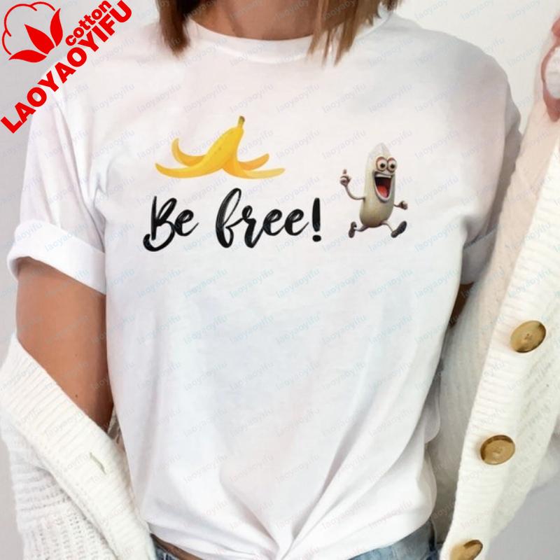 Be Free Banana TShirt  Funny Fruit Tee Oversized T Shirt Graphic T Shirts Shirts for Women Harajuku Y2k Top Vintage Kawaii Tee