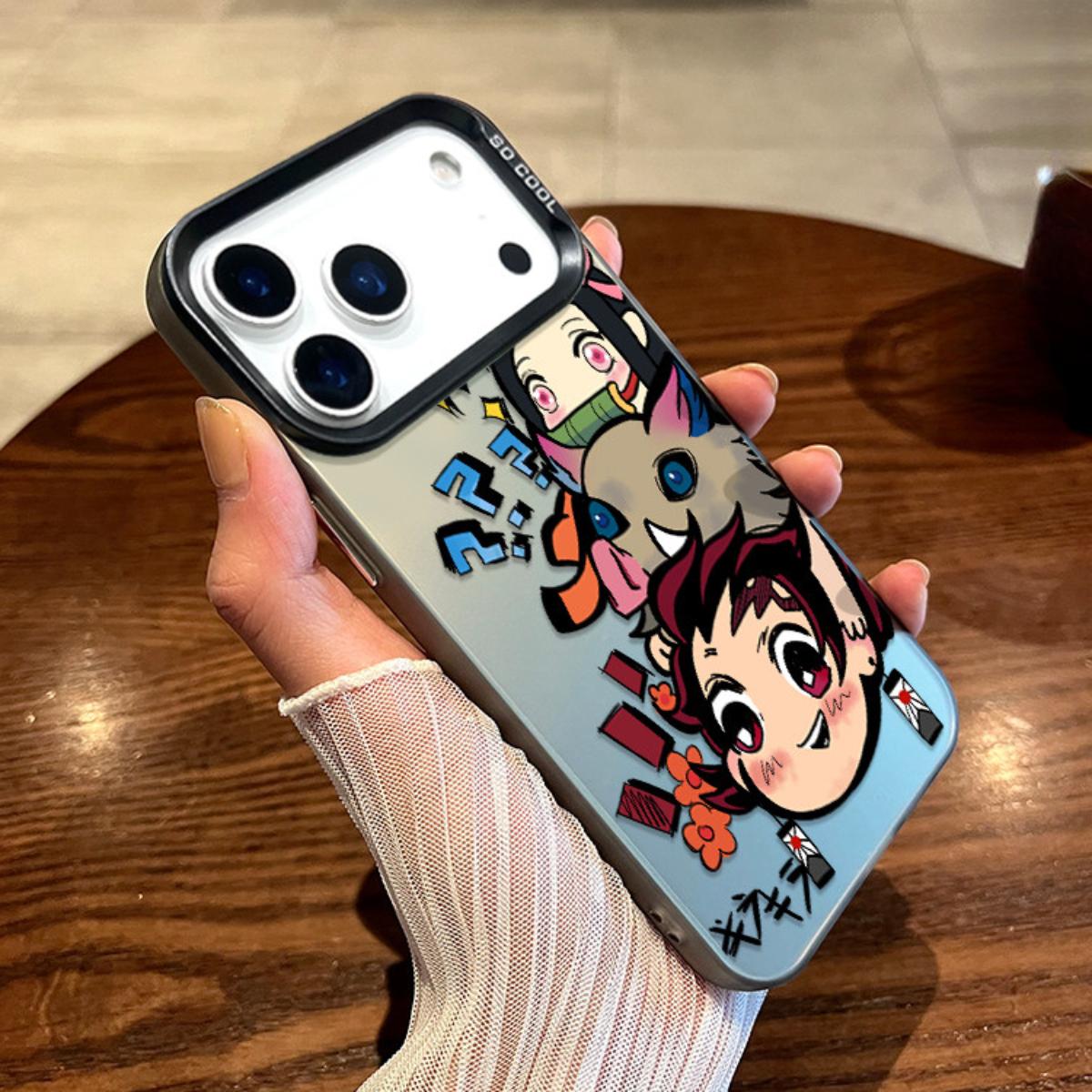 

Чехол для телефона Demon Slayer Танджиро Незуко Иноске Чиби для iPhone 15/14/13/12 - Аниме Чехол GALAXYS24 чёрный
