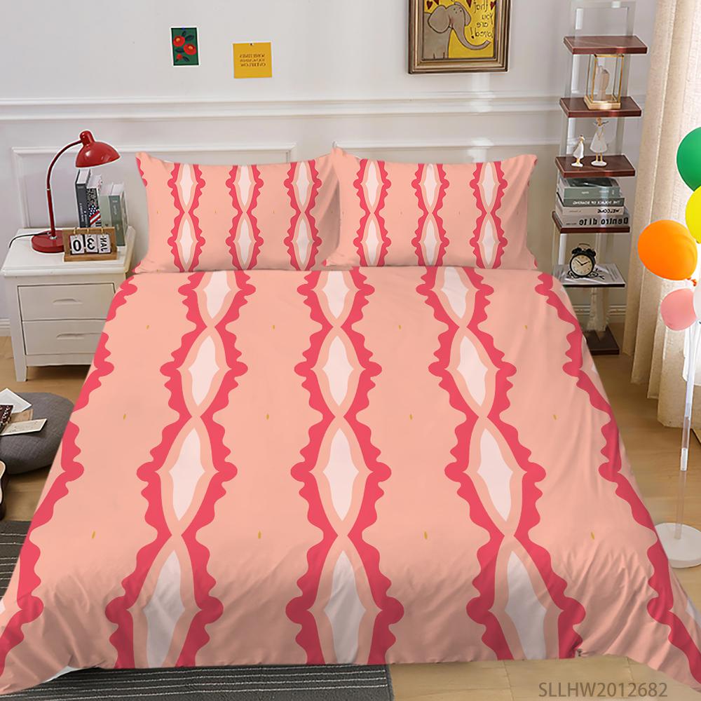 3D-Farbmuster-Grafikdruck-Bettwäsche, Einzelbett, Doppelbett, volle Größe, Vintage-Muster, Kissenbezug und Bettbezug, 2 oder 3 bequeme Heimdekoration