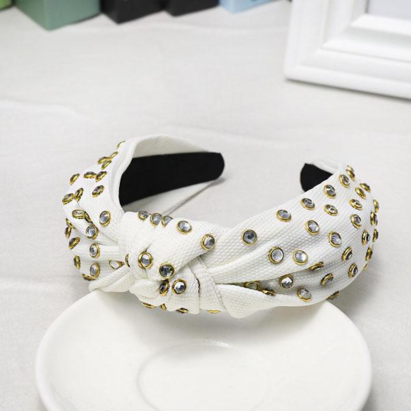 Vintage Thick Fabric With Rhinestone Knotted Hairband Knot Headband Hair Accessories Hair Jewelry