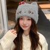Internet Celebrity Cute Cat Knitted Wool Hat Women's Autumn and Winter Warm Ear Protection Pullover Hat Outdoor Versatile Cold Hat