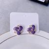 Lavender Purple Heart Stud Earrings French Style Love Earrings  for Women