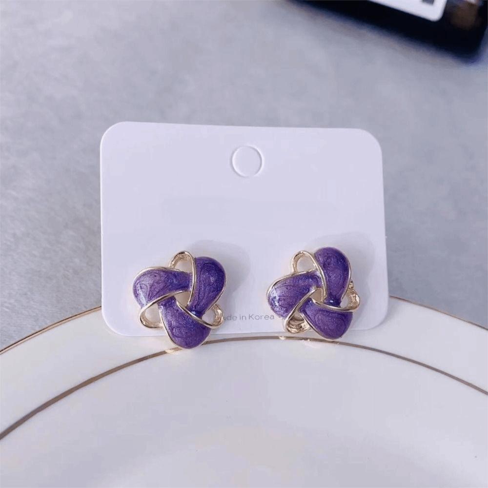 Lavender Purple Heart Stud Earrings French Style Love Earrings  for Women