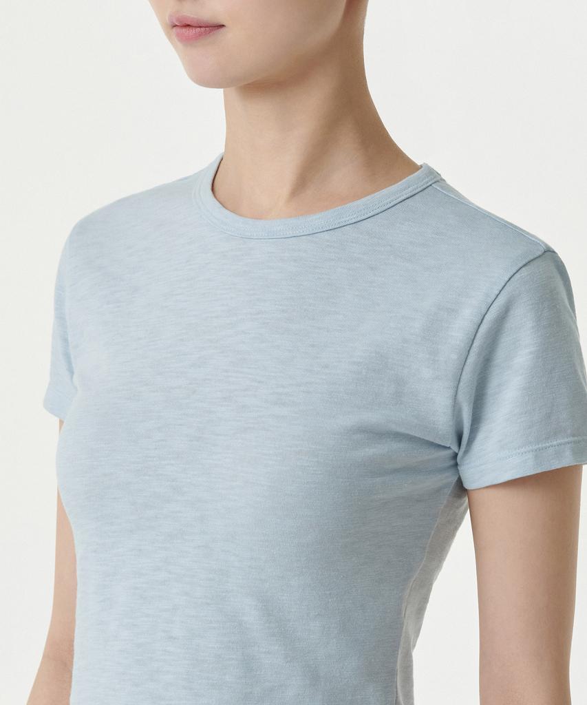 MUSINSA STANDARD WOMAN Women'S Slub Slim Crop Crew Neck T-Shirt [Pastel Blue]