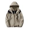 2Pcs/Set Trench Coat with Detachable Hood Contrasting Color Splicing Design Adjustable Cuffs Elastic Hat Outdoor Jacket Liner Se