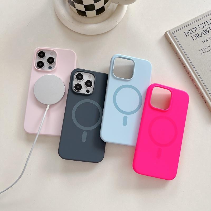 Bright Fluorescent Liquid Silicone For Case For For Iphone 17 Air 16 15 14 13 12 Pro Max Plus Wireless Charge Cover