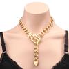 European and American Jewelry, Punk Thick Chain Belt Buckle Collarbone Necklace Female, Hip Hop Heavy Industry Metal Geometric Necklace