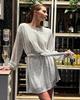 European And American New Holiday Party Fashion Sequins Beads Solid Color Waist Dress Small Dress Dress