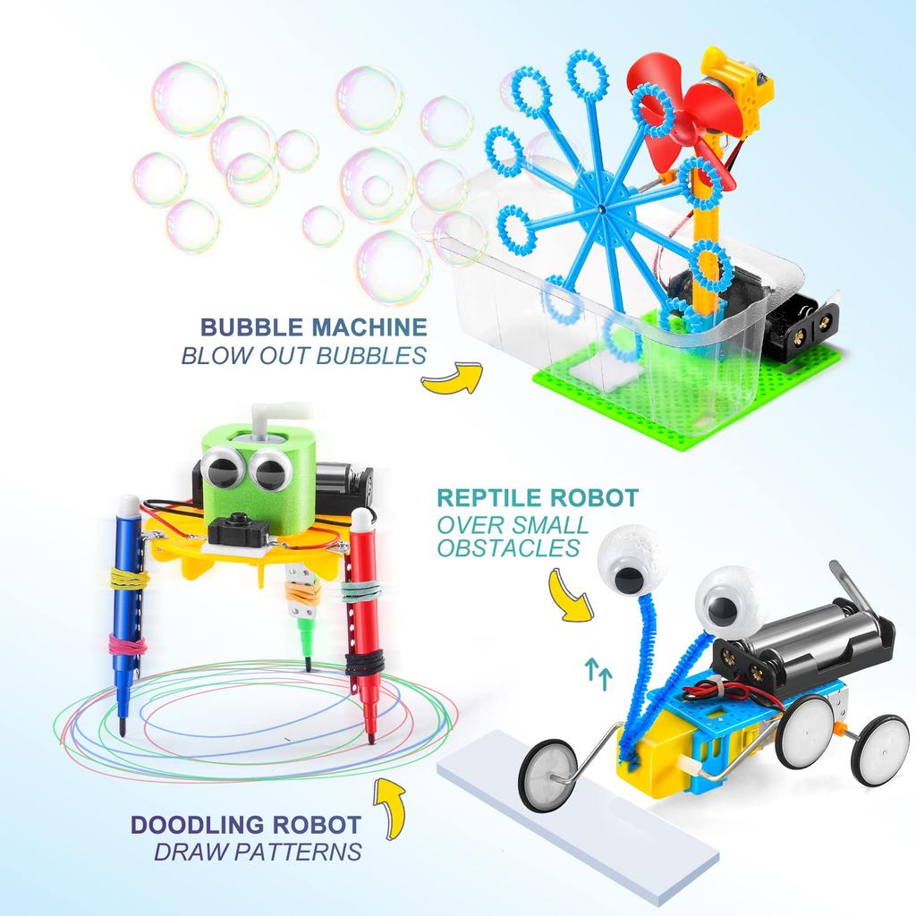 STEM Kit Robotics Electric Motor Science Project Experiment Kids DIY Engineering Building Kit Boys Years Old Girls Electronic Robot Toys 7 8 9 10 11