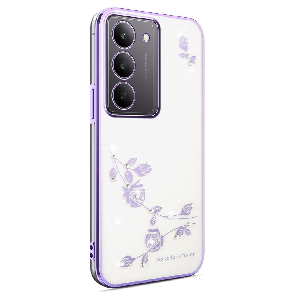 KADEM Für Realme 14x 5G Hülle Blume Strass Dekor Galvanisiertes TPU Handyhülle