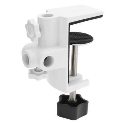 White Metal Universal Clamp Bracket - 1/2 Inch 4 Hole Table Mount for Magnifying Lamp, Microphone, Scissor Boom Arm & Desk Accessories