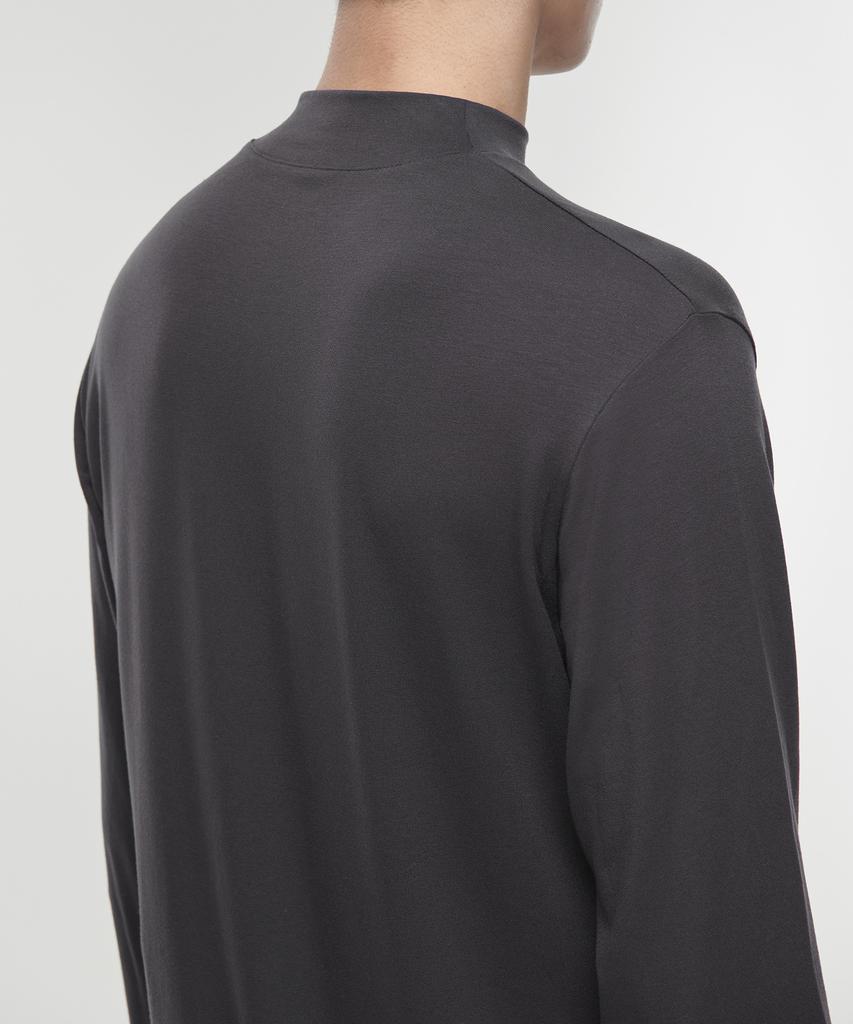 MUSINSA STANDARD Tencel Slim Mock Neck Long Sleeve T-Shirt [Dark Gray]
