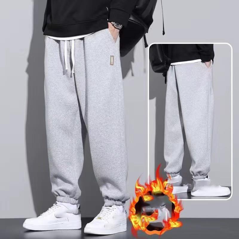 Men's Sweatpants Sportswear Elastic Waist Casual Baggy Pants Black Grey Cotton Joggers Loose Trousers