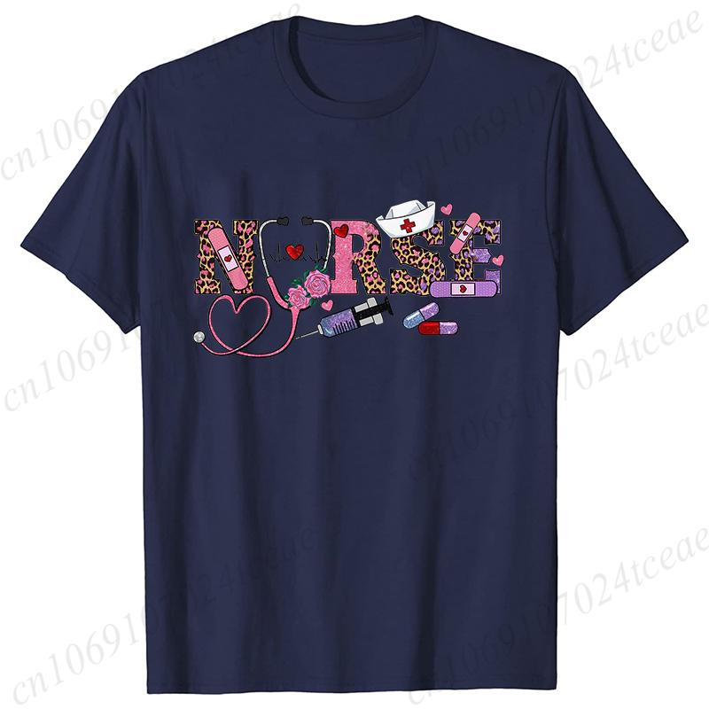 New Women T Shirt Pullover Oversize Valentines Day Love Nurse Print T-Shirt Casual Short Sleeve Women T-Shirt Nurse Tees Gifts
