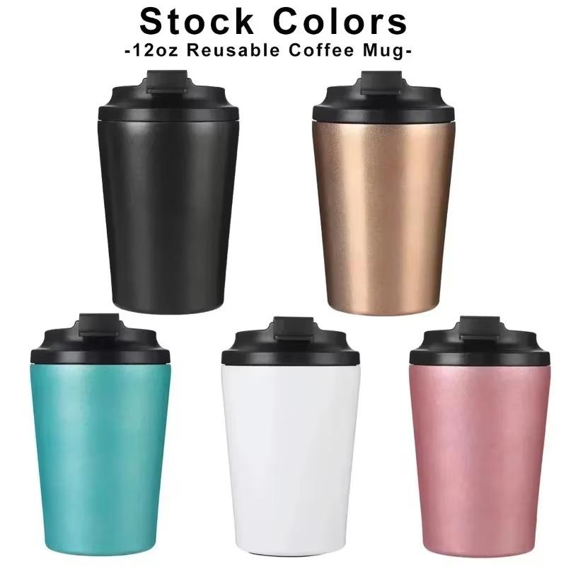 350ml/12oz Double Stainless Steel 304 Coffee Thermos Mug Leak-Proof Non-Slip Car Vacuum Flask Travel Thermal Cup Water Bottle