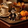 Desktop Haunted House Accents Patchwork Halloween Wooden Flat Ornaments, Skeleton Pumpkin Mummy Festival Showcase Ornaments Ghost Tabletop Decor,