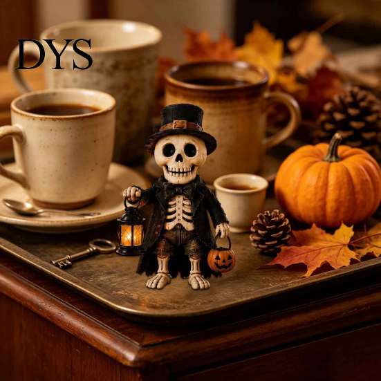 Desktop Haunted House Accents Patchwork Halloween Wooden Flat Ornaments, Skeleton Pumpkin Mummy Festival Showcase Ornaments Ghost Tabletop Decor,