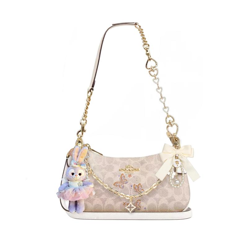 

COACH shoulder bag [Customized bag] Teri 24 classic presbyopic Logo zipper closure, pendant, scarf, bow, printing, extension Matsumatsuki basic model білий