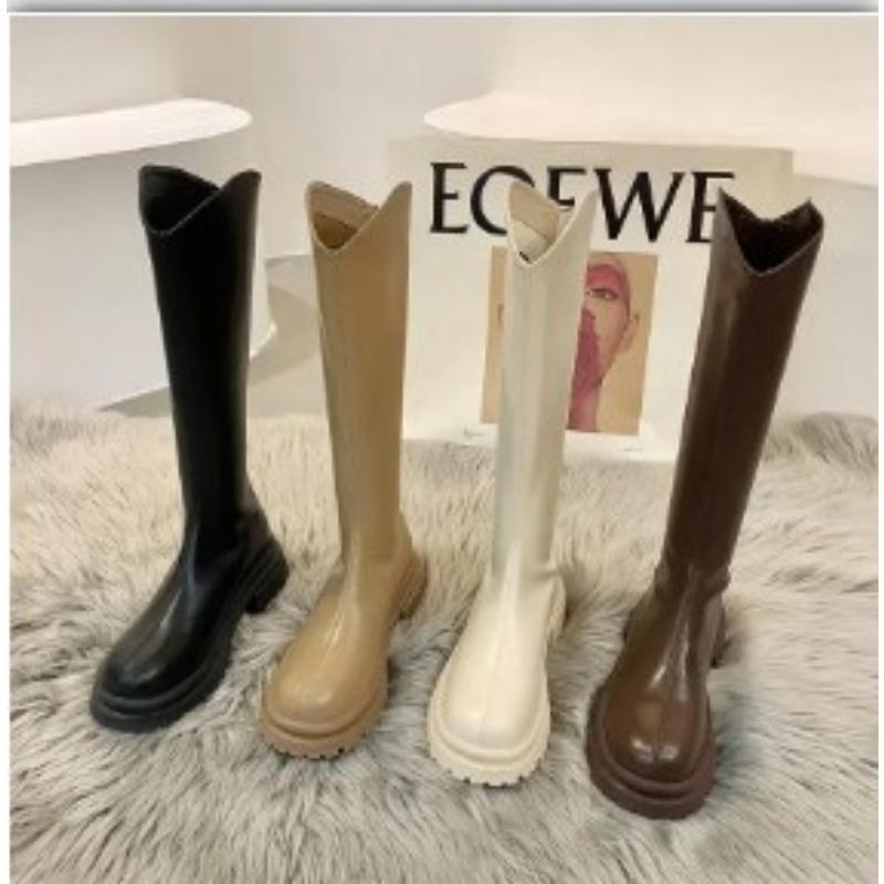 Stivali retrò colorati da donna Stivali al ginocchio Stivali lunghi da cavaliere alla moda con cerniere posteriori Tacchi quadrati Autunno Inverno Scarpe da donna