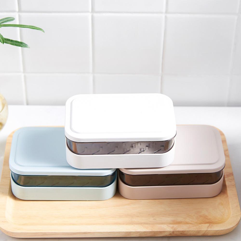 Waterproof Double Layer With Lid Sponge Plate Drain Soap Box Soap Dish Soap Case Soap Container
