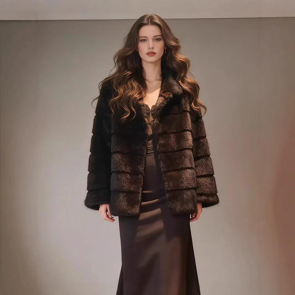 Sable jacket women's clothing warm POLO collar autumn and winter new simple temperament celebrity style environmentally friendly fur