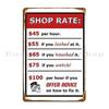 Shop Rate Metal Plaque Poster Rusty Create Garage Retro Bar Tin Sign Poster