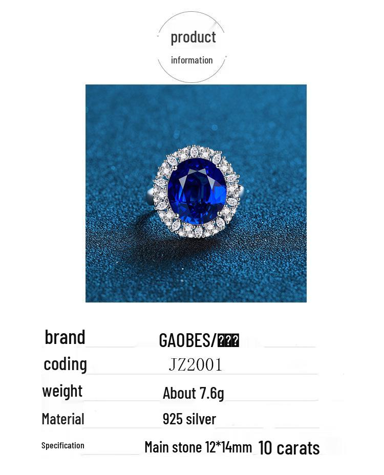S925 Sterling Silver Women's Ring with Blue, Red, and Yellow Gemstones - 10 Carat Full Diamond Design.