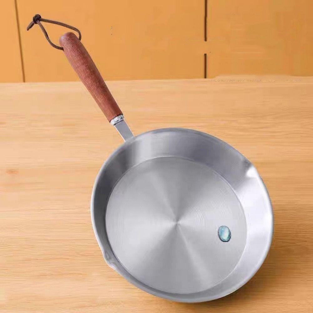 Non Stick Frying Pan Wooden Handle Butter Heating Pan New Open Skillet  Kitchen Supplies