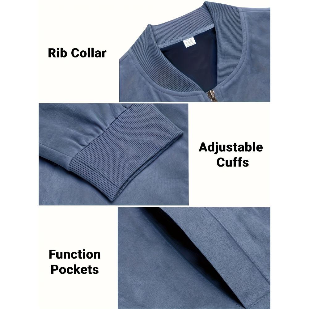 Men's Casual Retro-Inspired Lightweight Zip-Up Jacket Solid Color Baseball Collar