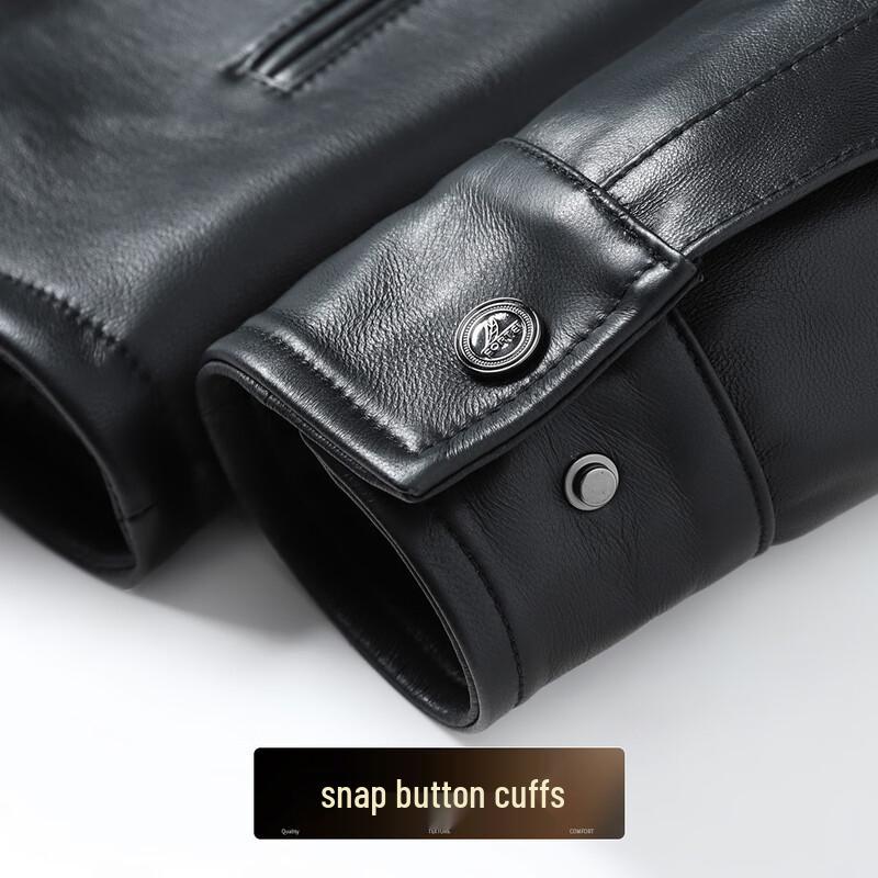 Futting Men's Sheepskin Goose Down Lapel Leather Jacket