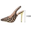 Fashion Sexy Leopard Print Stiletto Heel Pumps Women Fashion Point Toe Buckle Strap High Heels Club Party Shoes Woman Slingback Sandals