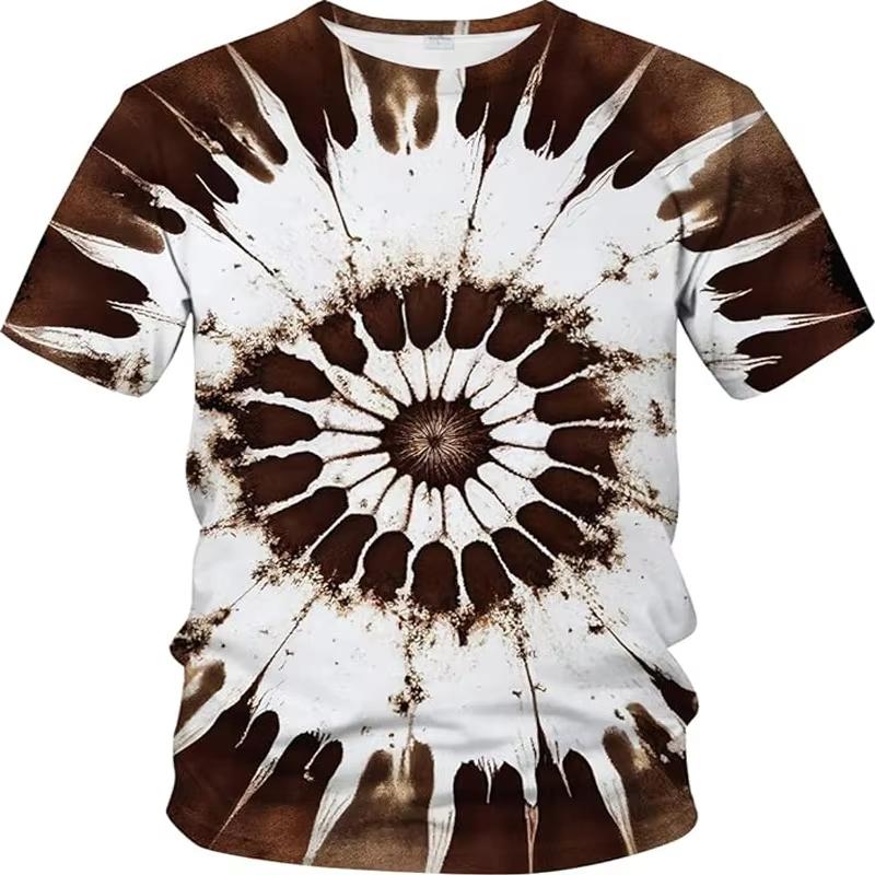 Printed Splash-Ink Graffiti T-Shirt For Men Colorful Pattern T Shirts Summer Harajuku Casual Personality Round Neck Tees Tops