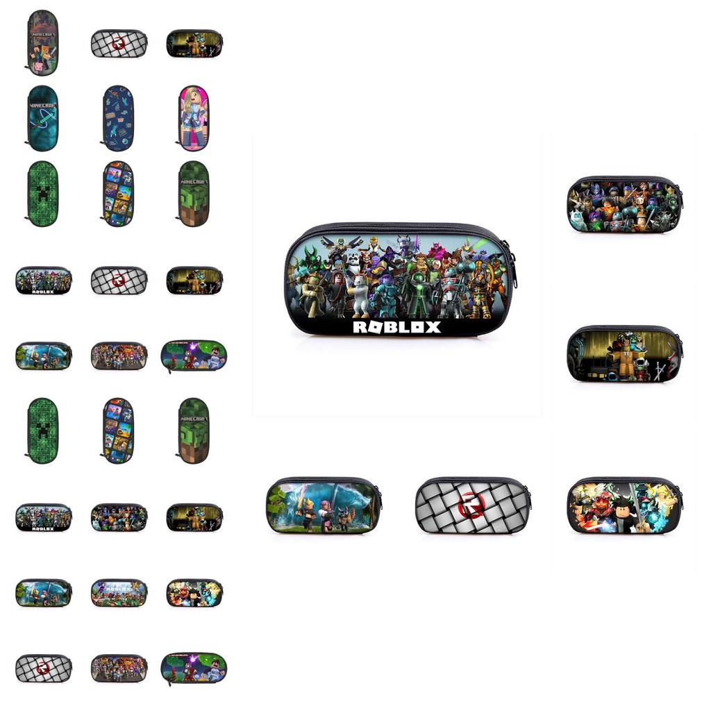 Vibrant Roblox Single Layer Pencil Case Durable Polyester Rectangular Kids Stationery Bag