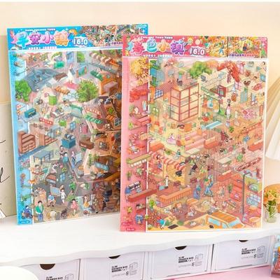 Zabawne Naklejki 3D Miniaturowe do Rękodzieła Dekoracja Układane Domek Miasto Naklejki Kreatywne Sztuka Scrapbooking Album Dekoracja