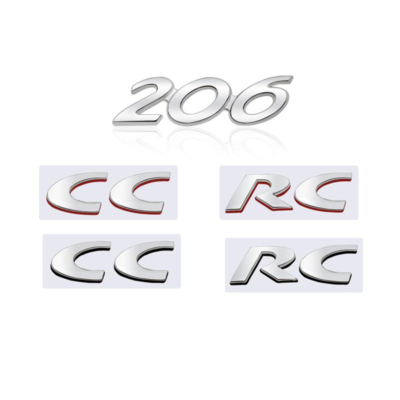 Adesivo Metallico 3D SQOB1 Emblema Decorazione RC 206 CC Adesivi per Bagagliaio Posteriore Per Peugeot Car Styling