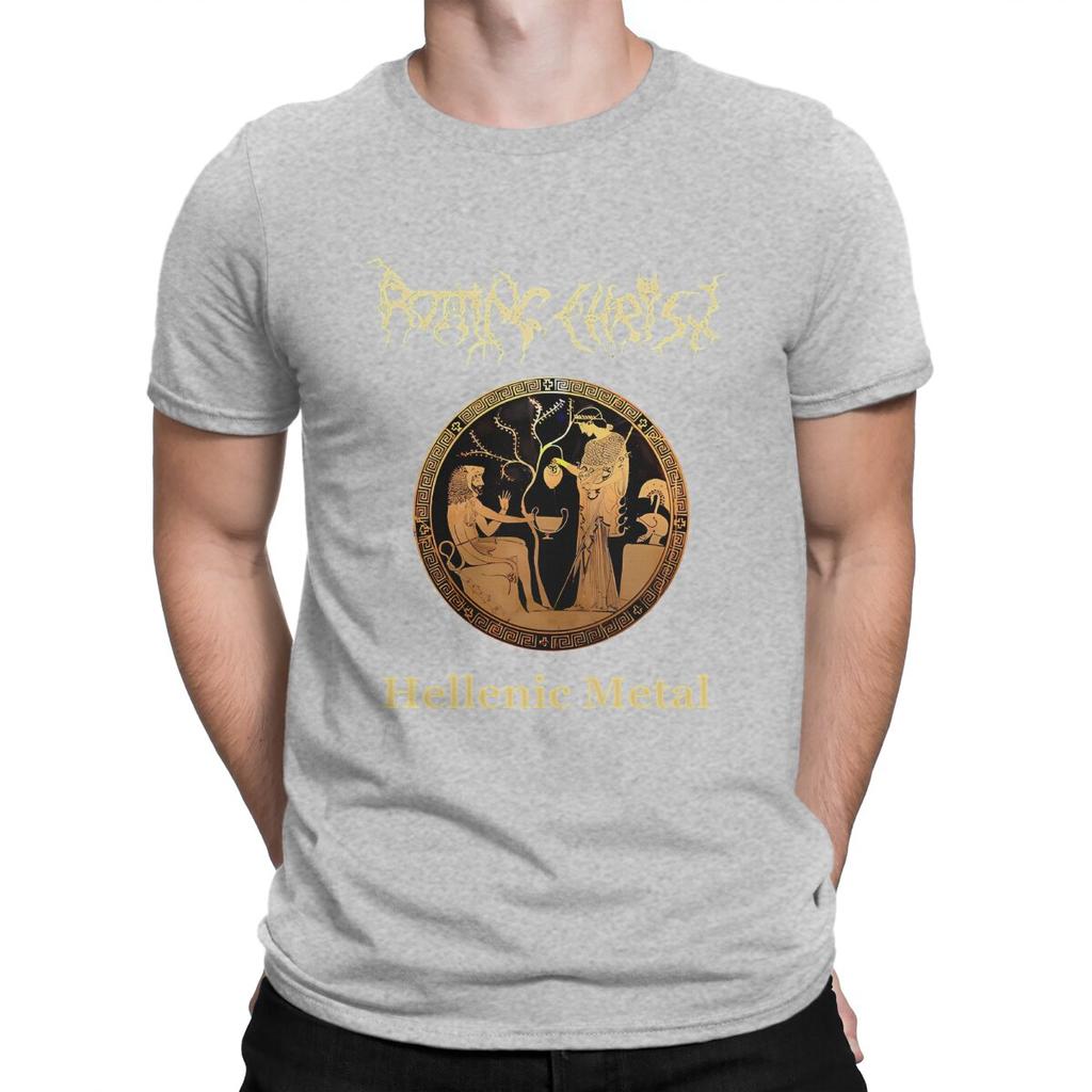 Men's Hellenic Metal- Greek Black Metal T Shirts Rotting Christ Pure Cotton Tops Awesome Short Sleeve Round Collar Tee Shirt
