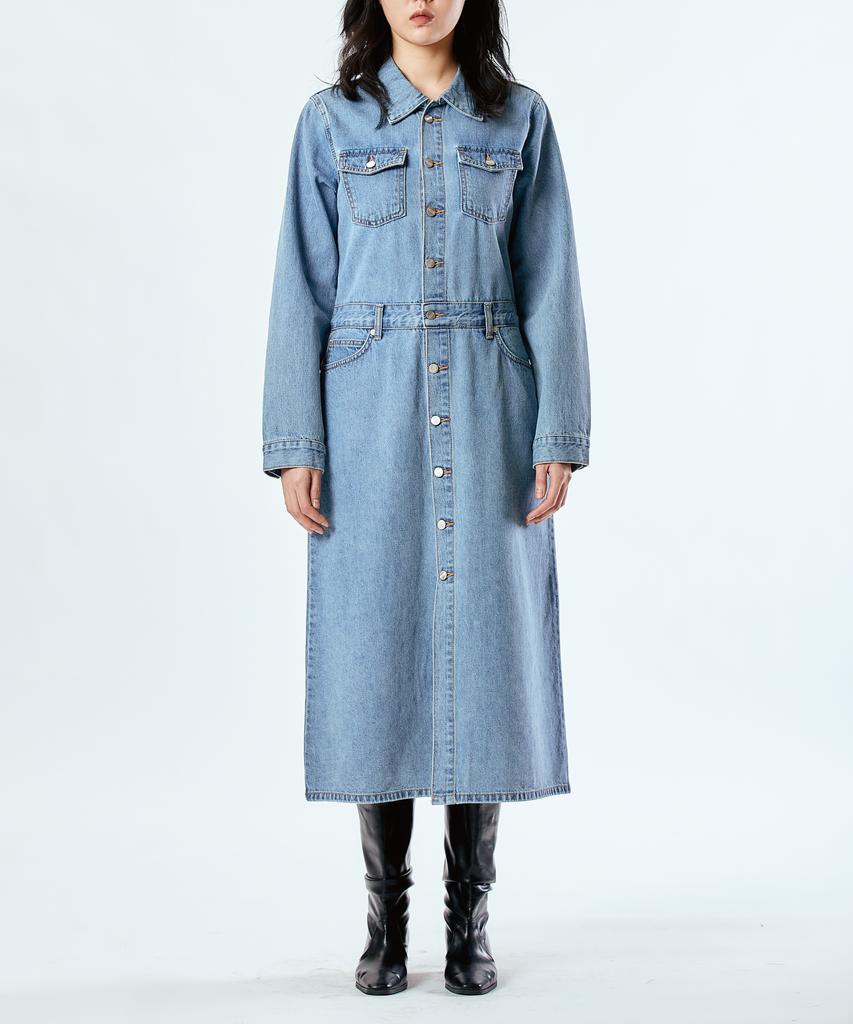 Pillogeulaem Powder Recycle Denim Dress