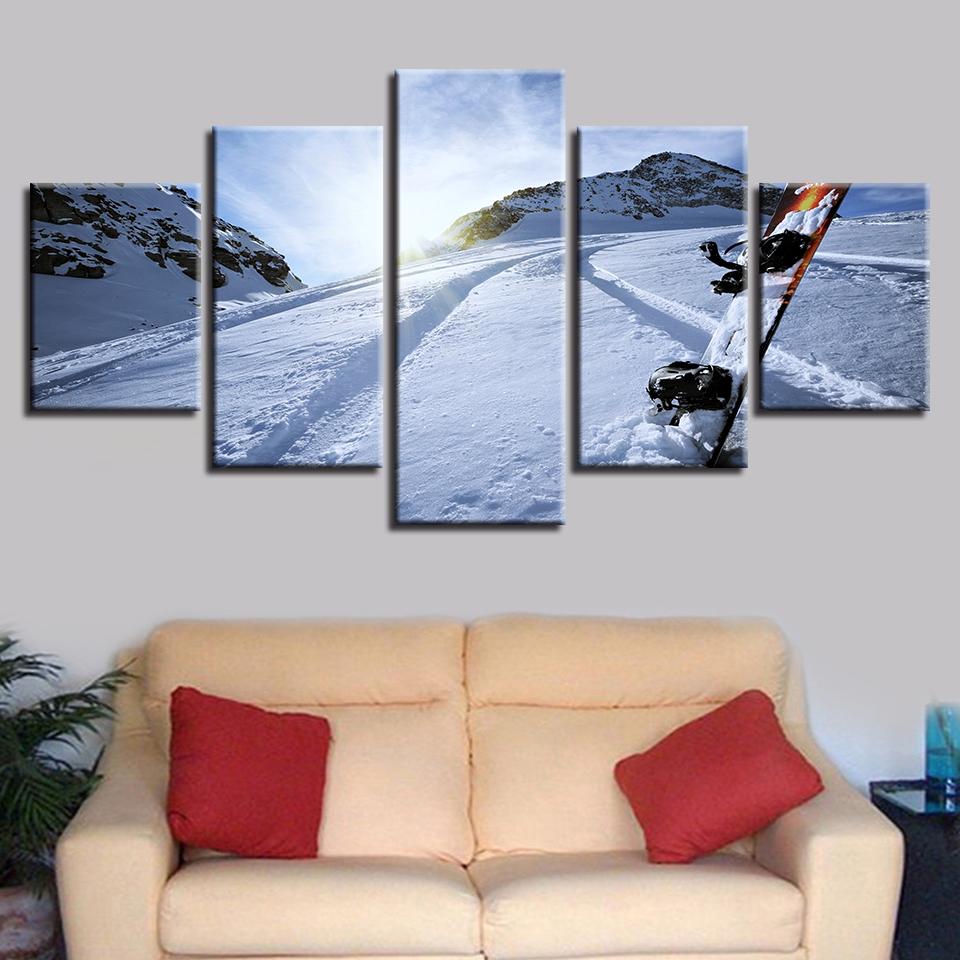 Modular Canvas HD Prints Posters Home Decor Wall Art Pictures 5 Pieces Ski Facility Art Paintings No Frame