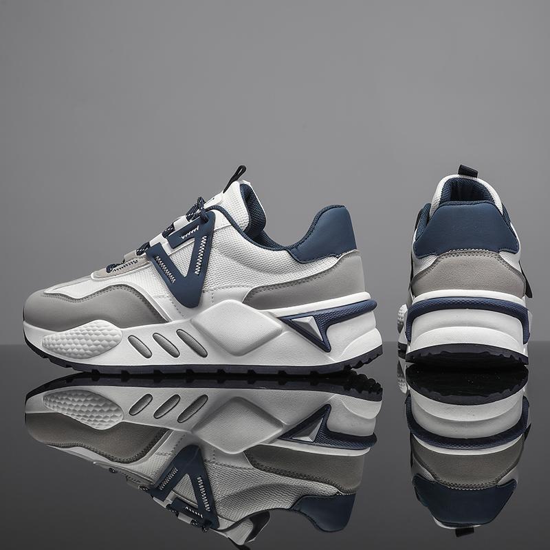 New Lace-up Student Sports Shoes Breathable Mesh Surface Thick Sole Non-slip Men's Shoes Youth Soft Sole Running Shoes