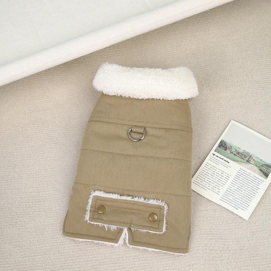 Pet Cotton Coat Stylish Button Closure Warm Comfortable Dog Cat Outerwear with Traction Ring for Winter