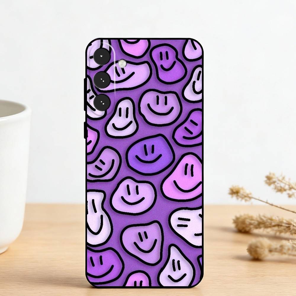 C-Cute Smile A-Art Handyhülle für Samsung Galaxy A73, A72, A71, A70, A53, A52, A51, Andere Weiche Schwarze Hülle