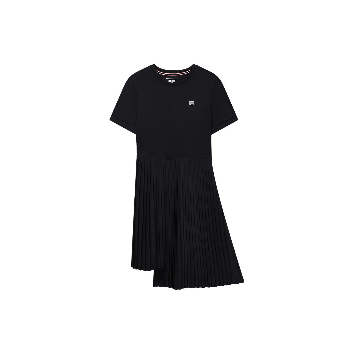 

FILA Classic Business Pleated Irregular Hem Round Neck Short Sleeve Dress Women Dresses Legendary-Blue F11W321309FNV M